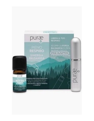 PURAE KIT SINERGIA BALSAMICA PER INALAZIONE CON STICK OLFATTIVO PIENO RESPIRO 5 ML