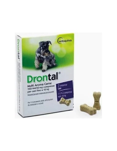 DRONTAL MULTI AROMA CARNE PER CANI FINO A 10 KG 2 COMPRESSE