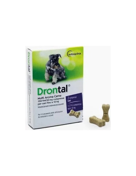 DRONTAL MULTI AROMA CARNE PER CANI FINO A 10 KG...