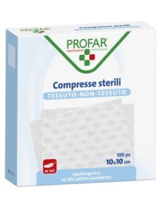 GARZA COMPRESSE TESSUTO NON TESSUTO 10X10 CM 100 PEZZI PROFAR