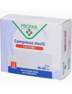 COMPRESSE STERILI IN COTONE 12 PEZZI 36 X 40 CM PROFAR