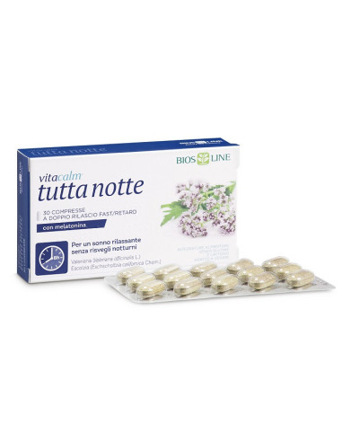 VITACALM TUTTA NOTTE FAST/RETARD CON MELATONINA BIOSLINE 30 COMPRESSE