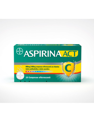 ASPIRINA ACT C 10 COMPRESSE EFFERVESCENTI 800+480MG