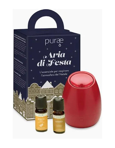 PURAE KIT ARIA DI FESTA CON DIFFUSORE BLOOM HOLLY + OLIO ESSENZIALE ARANCIO BIO + OLIO ESSENZIALE CANNELLA