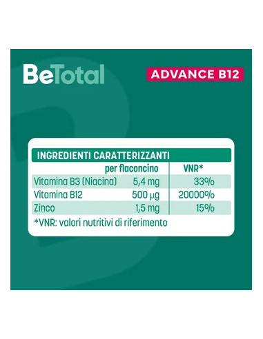 BETOTAL ADVANCE B12 CONCENTRATO CON VITAMINA B12 NIACINA E ZINCO 15 FLACONCINI