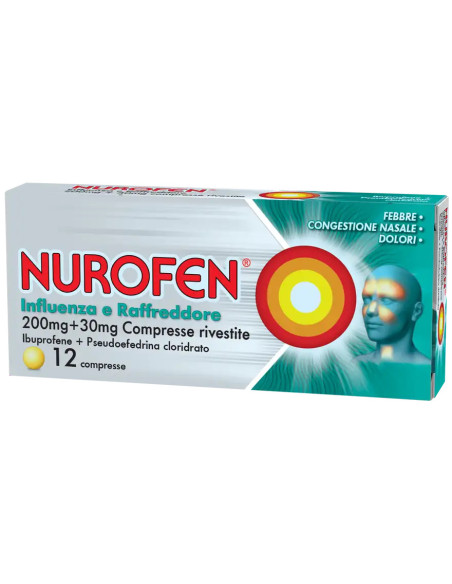 NUROFEN INFLUENZA E RAFFREDDORE 200 MG + 30 MG 12 COMPRESSE RIVESTITE NUROFEN INFLUENZA E RAFFREDDORE 200 MG + 30 MG 12 COMPRESSE RIVESTITE