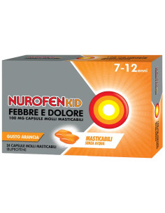 NUROFENKID FEBBRE E DOLORE 24 CAPSULE MASTICABILI 100MG GUSTO ARANCIA