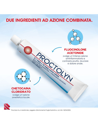 PROCTOLYN CREMA RETTALE PER EMORROIDI E RAGADI ANALI 30G