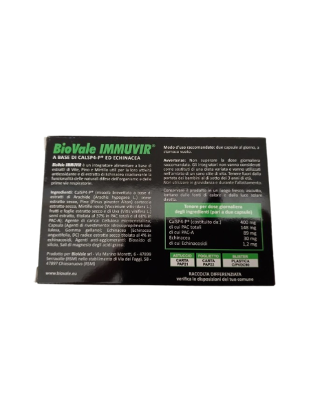 BIOVALE IMMUVIR IMMUNOSTIMOLANTE 20 CAPSULE ACIDO-RESISTENTI BIOVALE IMMUVIR IMMUNOSTIMOLANTE 20 CAPSULE ACIDO-RESISTENTI