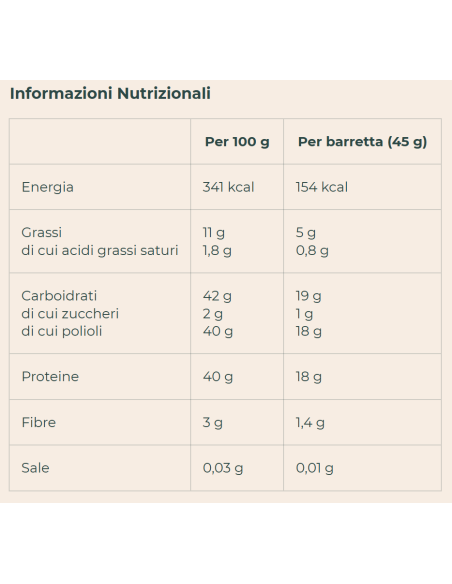PROTEIN BAR 40% GUSTO CIOCCOLATO BARRETTA PROTEICA 45 G PROTEIN BAR 40% GUSTO CIOCCOLATO BARRETTA PROTEICA 45 G
