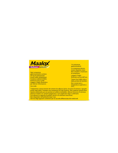 MAALOX REFLUSSO 14 COMPRESSE RIVESTITE 20MG MAALOX REFLUSSO 14 COMPRESSE RIVESTITE 20MG