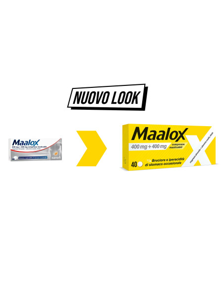 MAALOX 40 COMPRESSE MASTICABILI 400MG+400MG MAALOX 40 COMPRESSE MASTICABILI 400MG+400MG