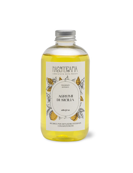 AGRUMI DI SICILIA - RICARICA PER DIFFUSORE A BASTONCINI NASOTERAPIA 250 ML AGRUMI DI SICILIA - RICARICA PER DIFFUSORE A BASTONCINI NASOTERAPIA 250 ML