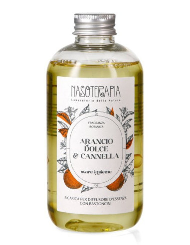 ARANCIO DOLCE & CANNELLA - RICARICA PER DIFFUSORE A BASTONCINI NASOTERAPIA 250 ML
