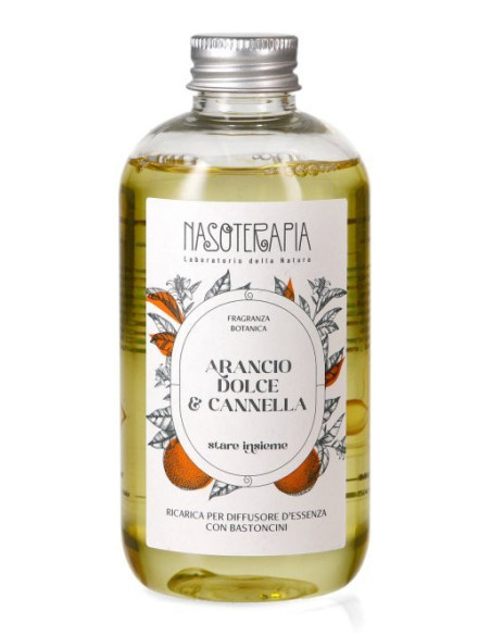 ARANCIO DOLCE & CANNELLA - RICARICA PER DIFFUSORE A BASTONCINI NASOTERAPIA 250 ML ARANCIO DOLCE & CANNELLA - RICARICA PER DIFFUSORE A BASTONCINI NASOTERAPIA 250 ML
