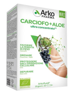 ARKOFLUIDI CARCIOFO + ALOE ULTRACONCENTRATO - BENESSERE METABOLICO ARKOPHARMA20 FLACONCINI 200 G