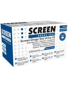 SCREEN DROGA TEST 10 DROGHE TEST ANTIDROGA CON CONTENITORE URINA