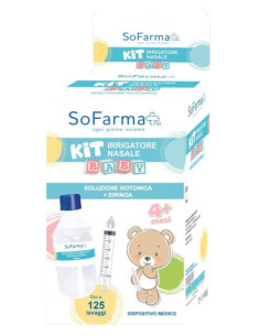 KIT IRRIGATORE NASALE BABY 4M+ SOFARMAPIÙ - SOLUZIONE ISOTONICA E SIRINGA