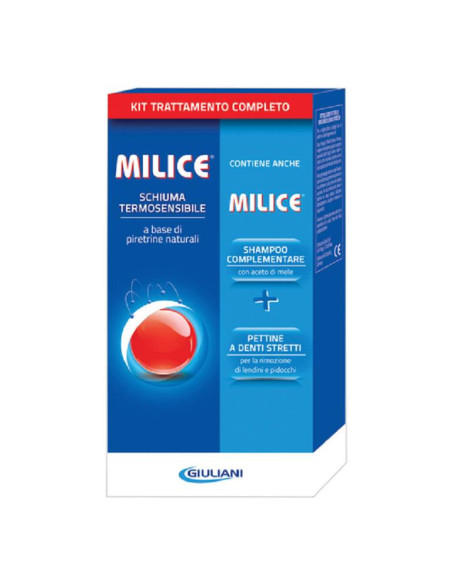 MILICE KIT COMPLETO TRATTAMENTO ANTI PIDOCCHI - SCHIUMA + SHAMPOO + PETTINE