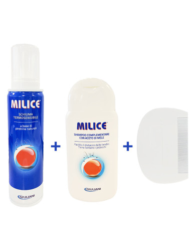 MILICE KIT COMPLETO TRATTAMENTO ANTI PIDOCCHI - SCHIUMA + SHAMPOO + PETTINE